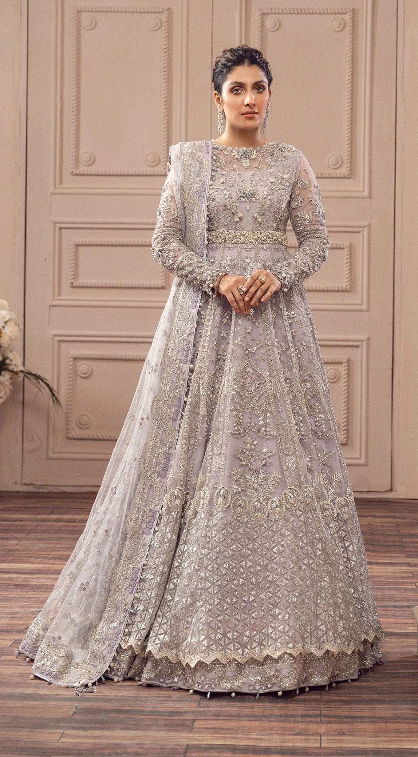 Pakistani White Gown Lehenga Online Bridal Dress #BN1067