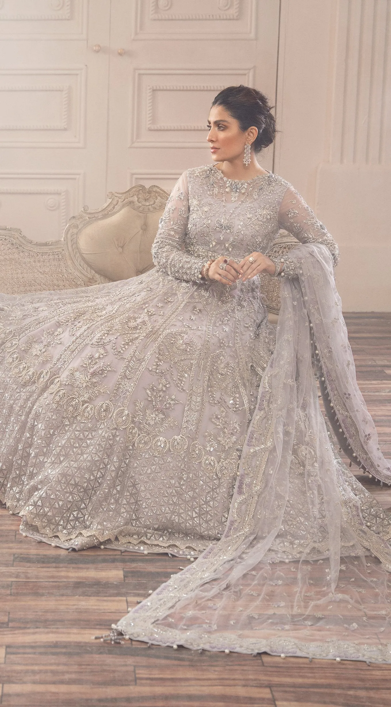 Pakistani White Gown Lehenga Online Bridal Dress #BN1067