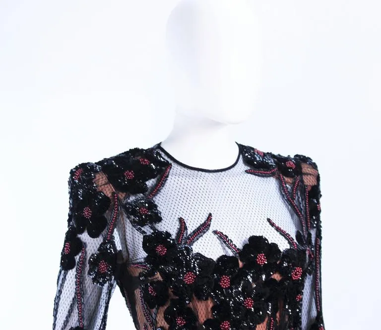 PAUL LOUIS ORRIER Black Cocktail Dress w/ Turquoise Belt Size 6-8