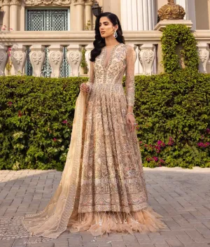 Peach Bridal Dress Pakistani in Gown Lehenga Style