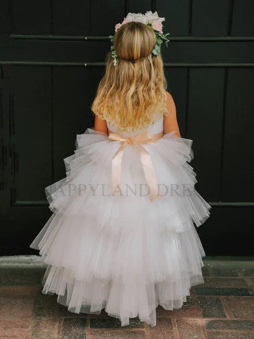 Peach Tulle High-low Dress D4547