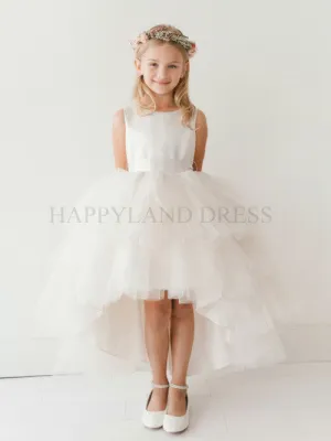 Peach Tulle High-low Dress D4547