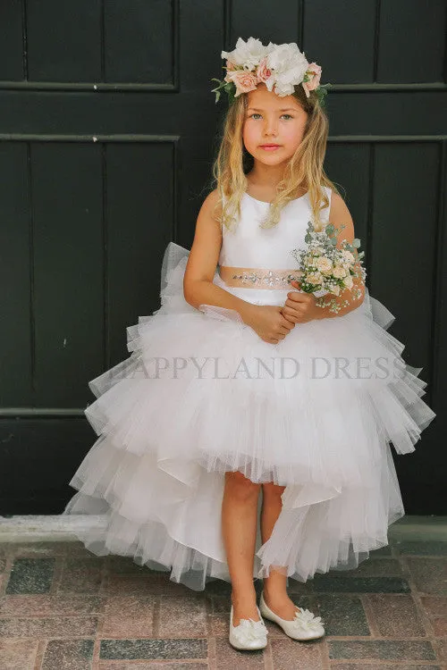 Peach Tulle High-low Dress D4547