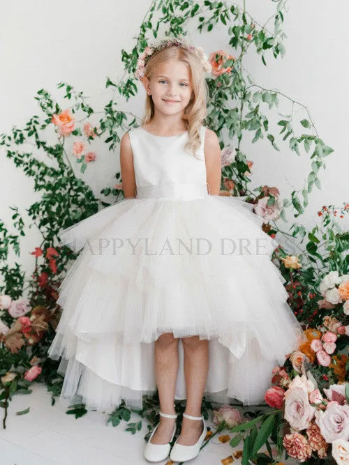 Peach Tulle High-low Dress D4547