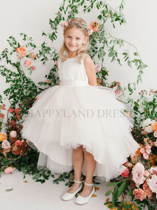 Peach Tulle High-low Dress D4547