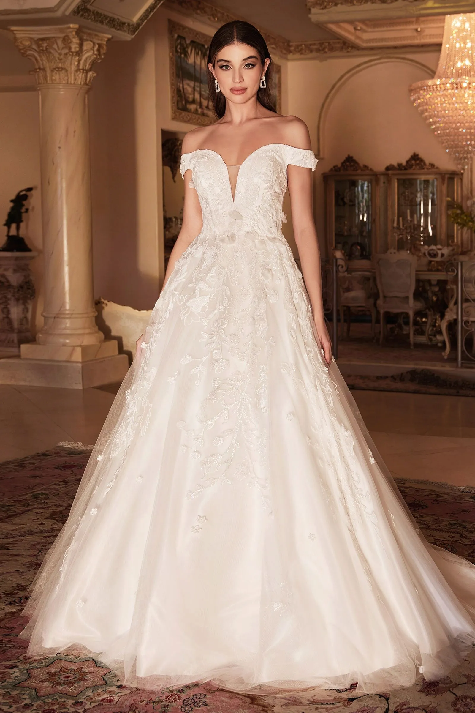 Peony Off The Shoulder Lace Ball Gown