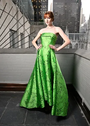 Peridot Palm Leaf Fil Coupé Bustier Gown