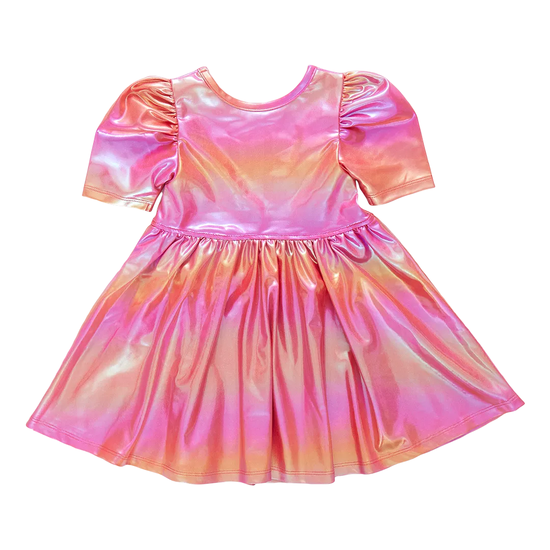 Pink Chicken Girls Lame Laurie Dress - Rainbow Pink Lame