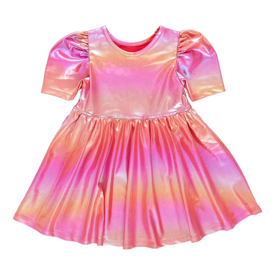 Pink Chicken Girls Lame Laurie Dress - Rainbow Pink Lame