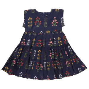 Pink Chicken Girls Peachy Dress - Navy Field Floral