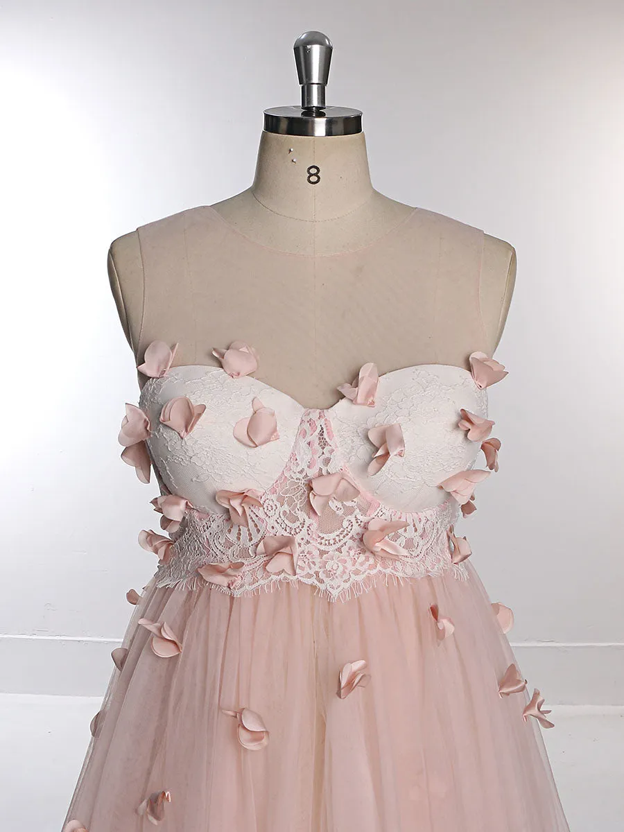 Pink Flower Soft Tulle Dress for Photo Shoots Crew Neck Backless Tulle Maxi Dress YW230330