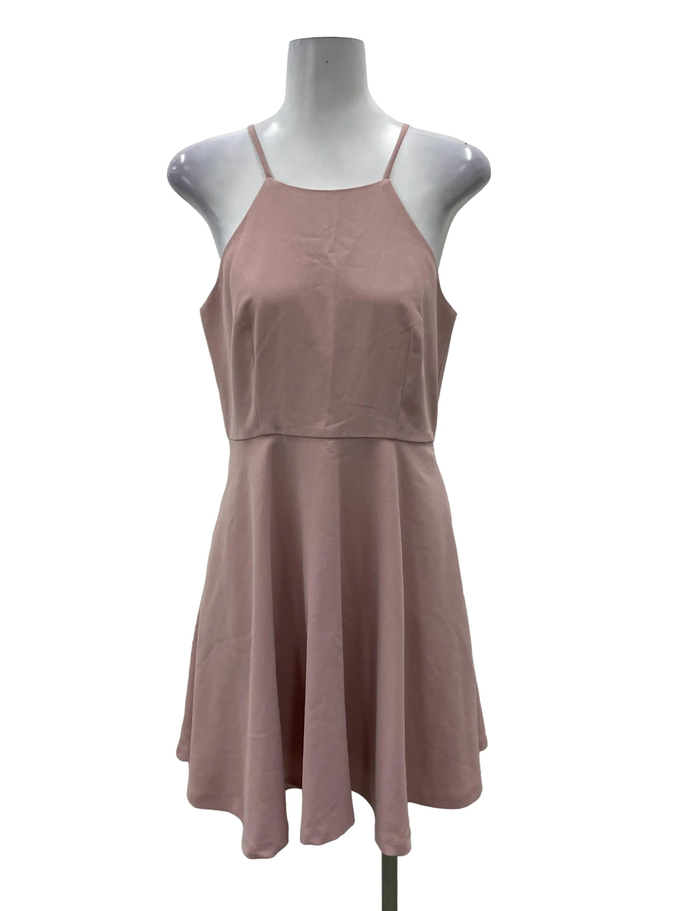 Pink High Neck Skater Dress