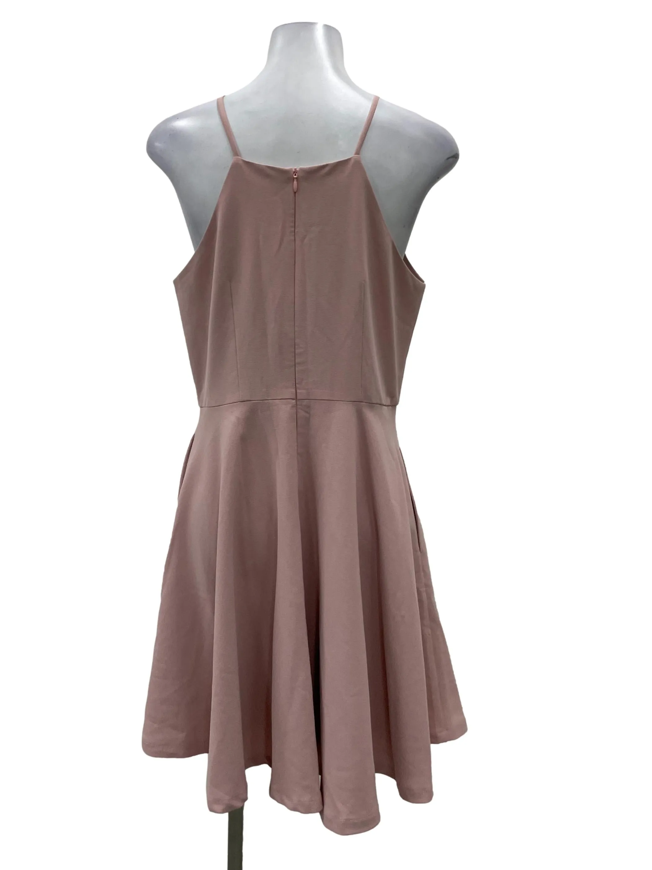 Pink High Neck Skater Dress