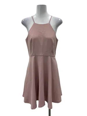 Pink High Neck Skater Dress