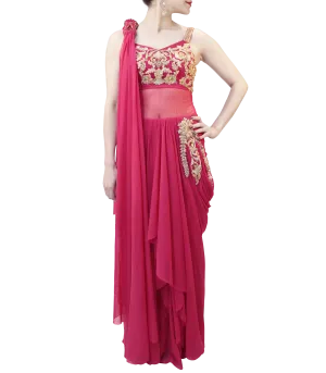 PINK SAREE GOWN
