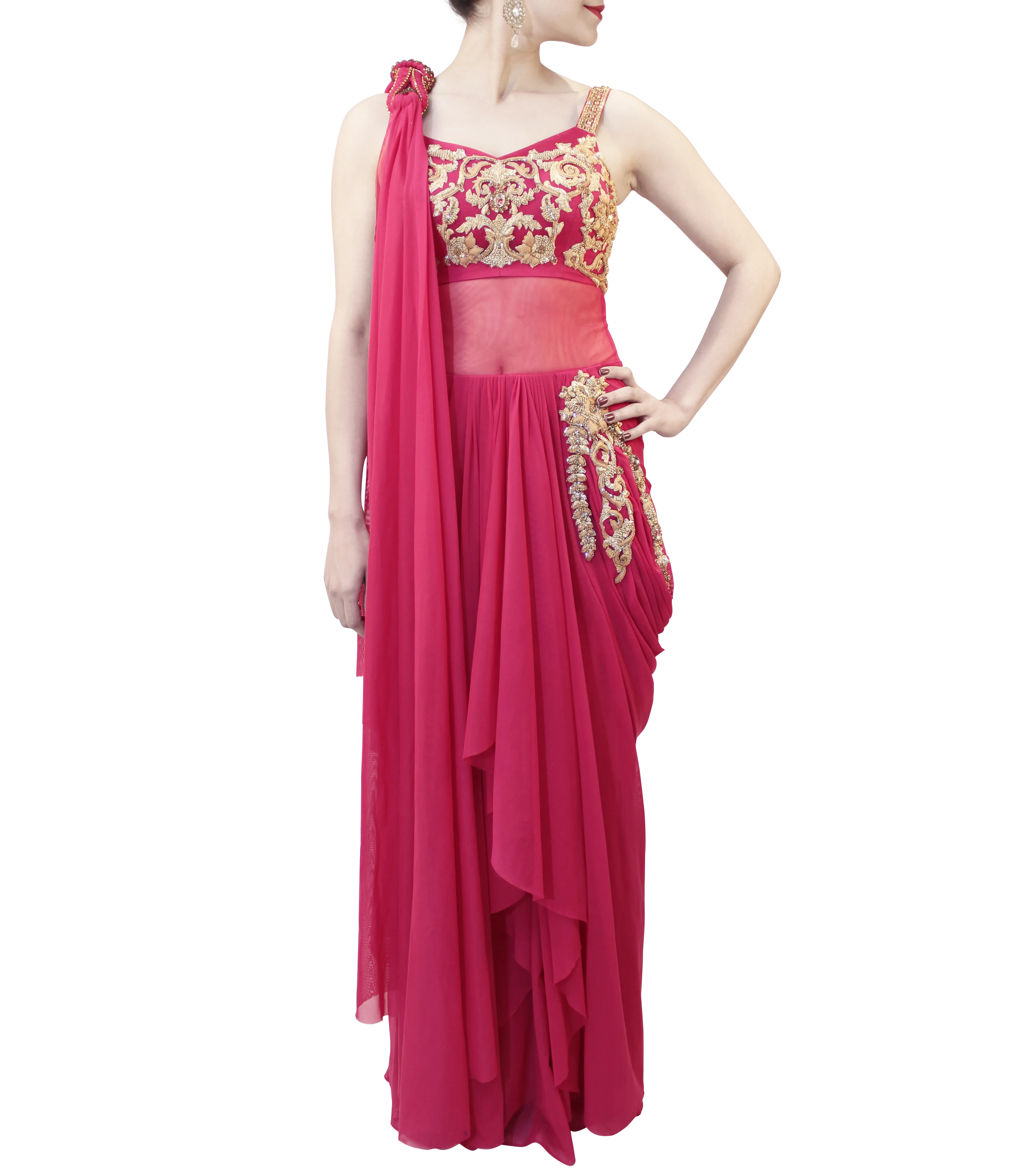 PINK SAREE GOWN