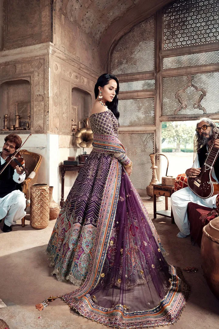 Plum Pakistani Bridal Dress Heavily Embellished Lehenga Choli Dupatta