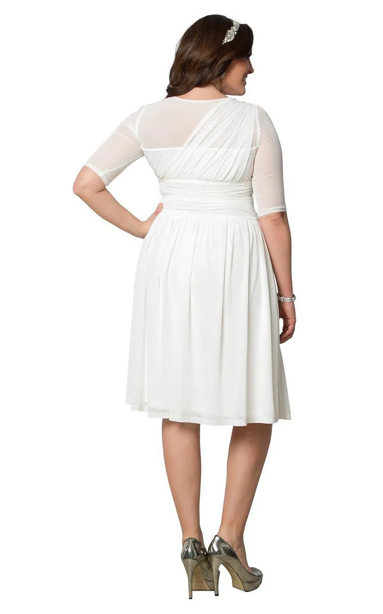 Plus Size Knee-length Gown with Half sleeves and Ruffles-703880