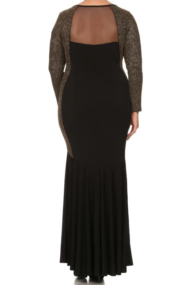 Plus Size Lustrous Glittered Sweetheart Maxi Dress