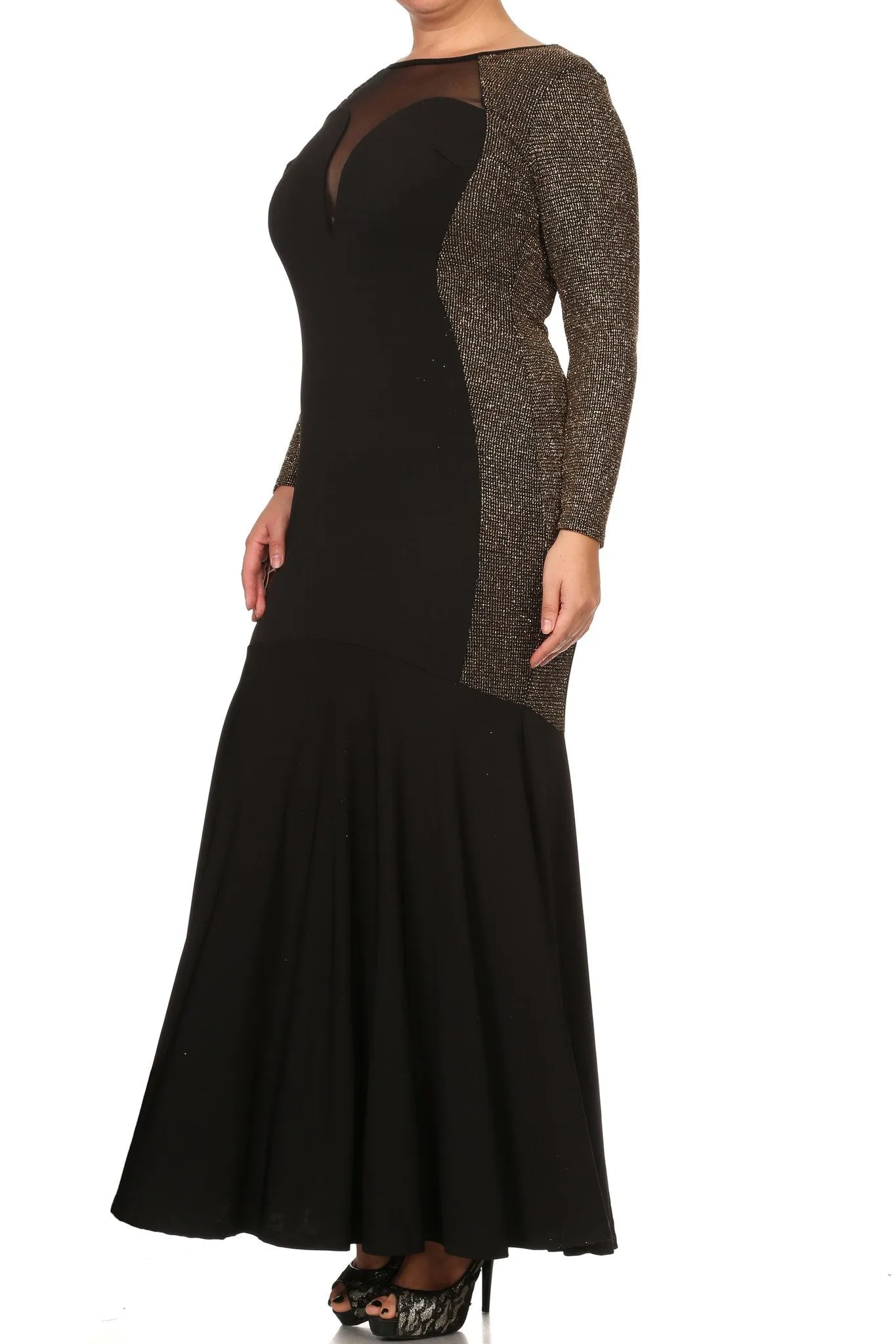 Plus Size Lustrous Glittered Sweetheart Maxi Dress