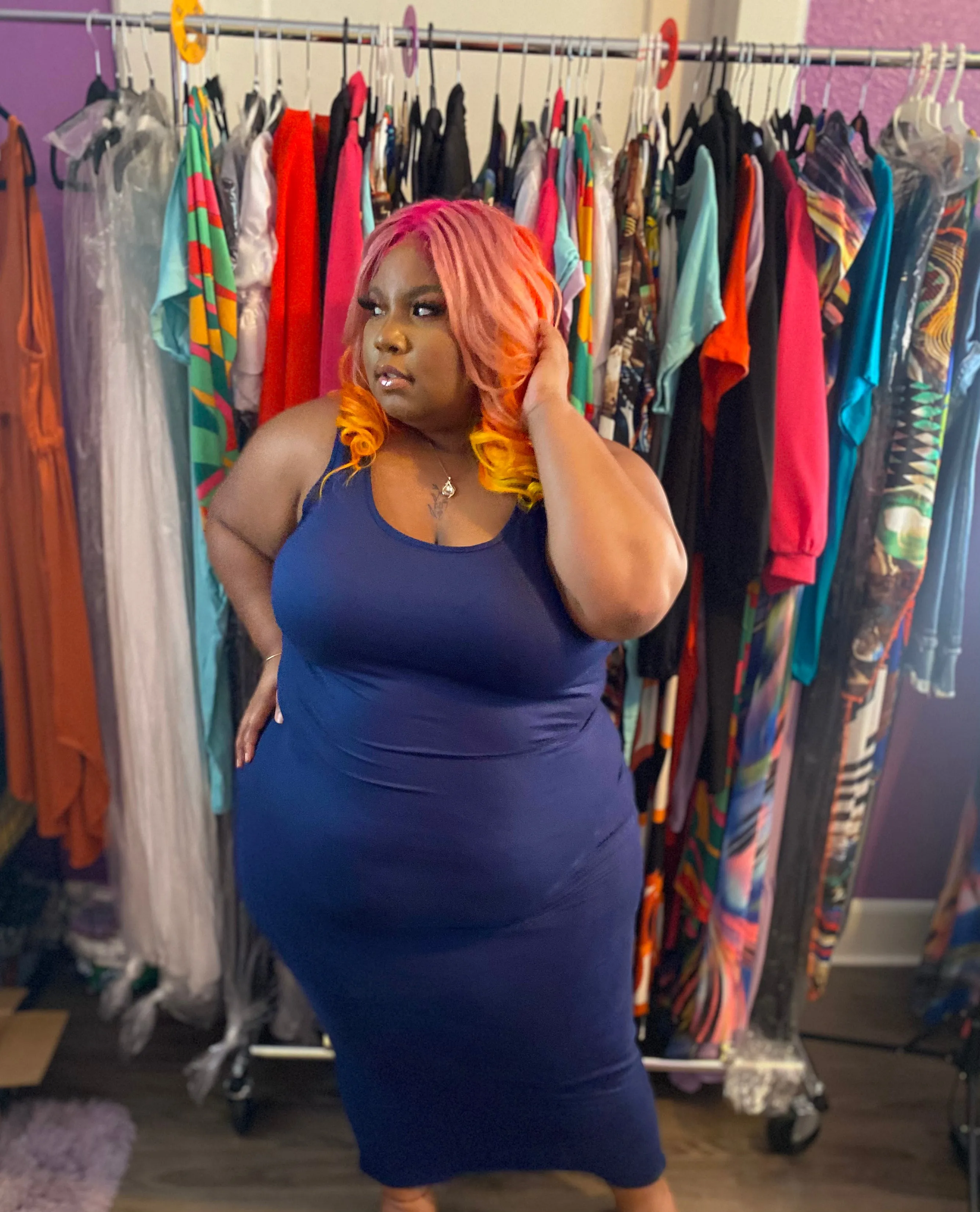 Plus Size Navy Maxi Dress