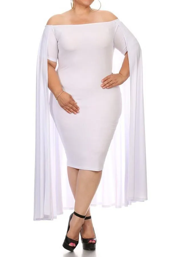 Plus Size Ravishing Off The Shoulder Cape Dress [SALE]