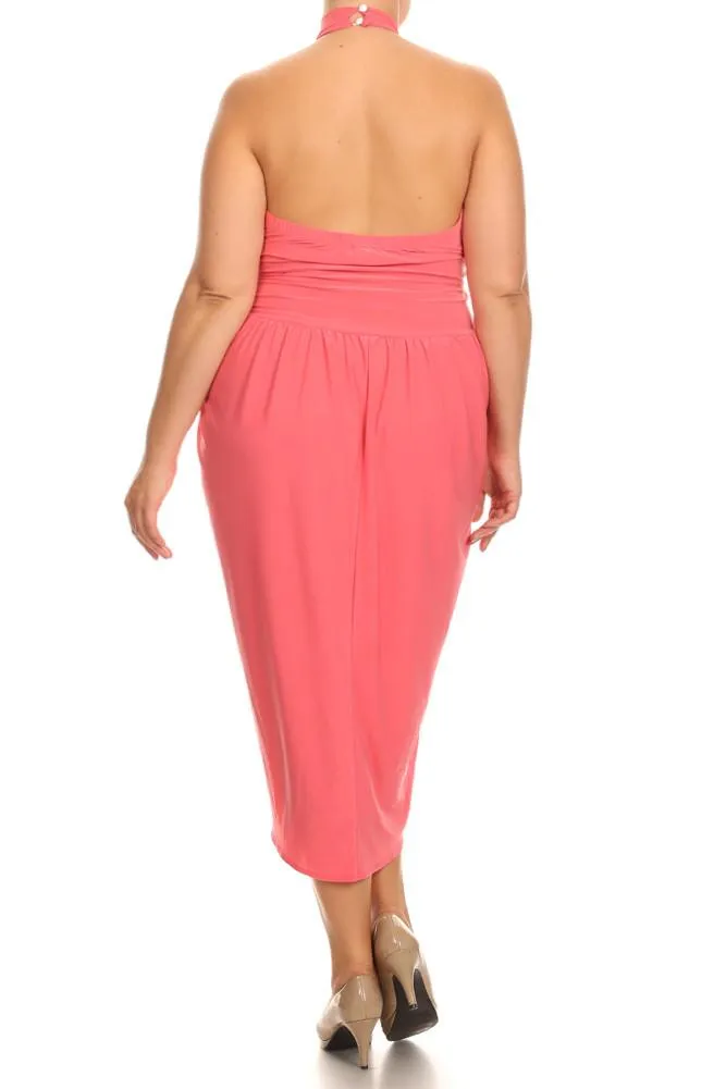 Plus Size Sexy Keyhole Tulip Wrap Dress