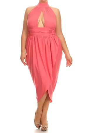 Plus Size Sexy Keyhole Tulip Wrap Dress
