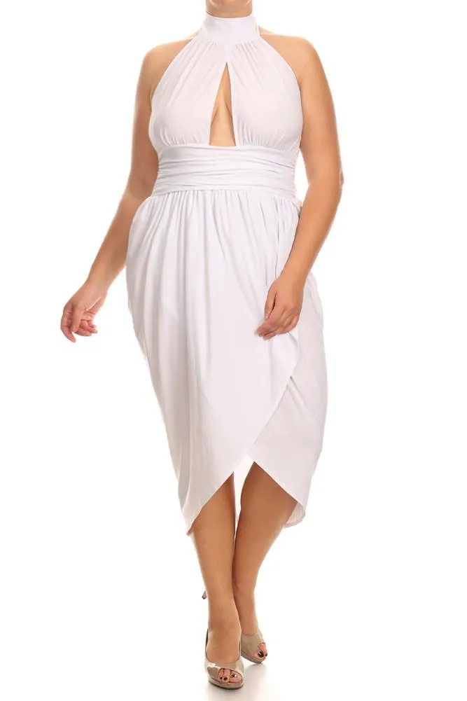 Plus Size Sexy Keyhole Tulip Wrap Dress