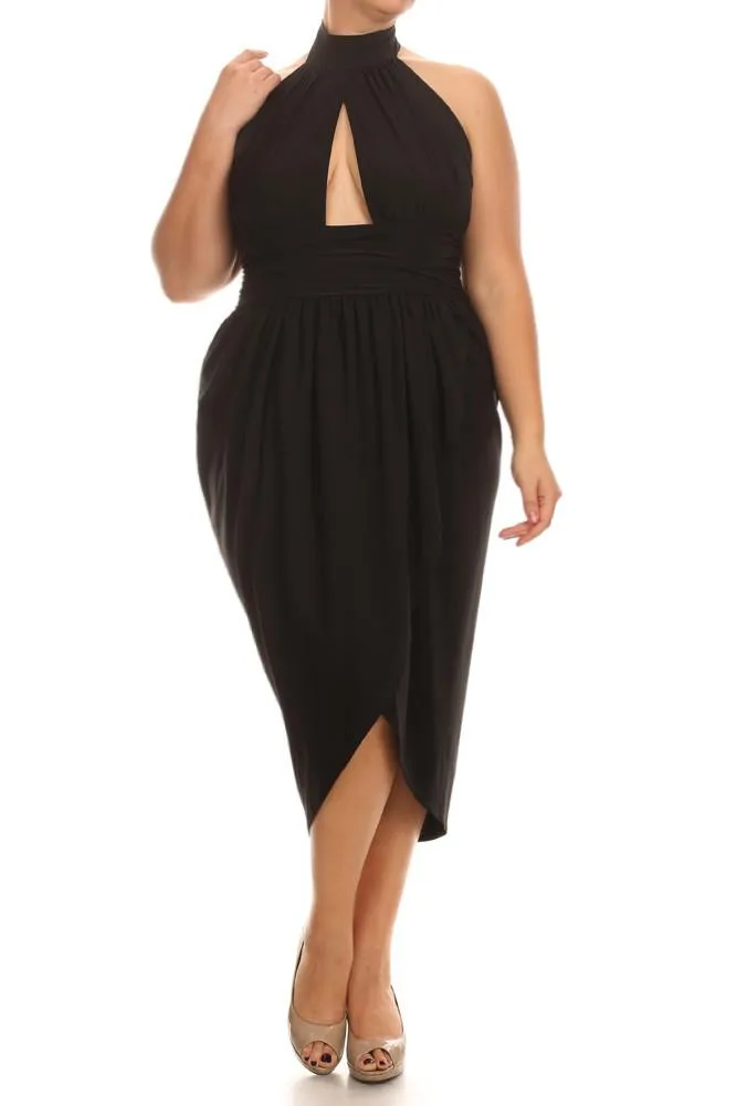 Plus Size Sexy Keyhole Tulip Wrap Dress