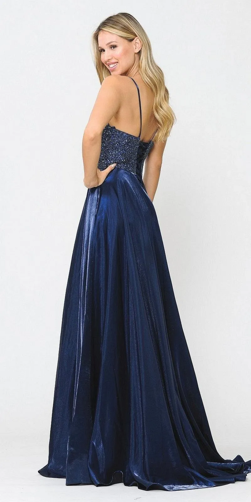Poly USA 8674 Long Dress Embellished with Pocket