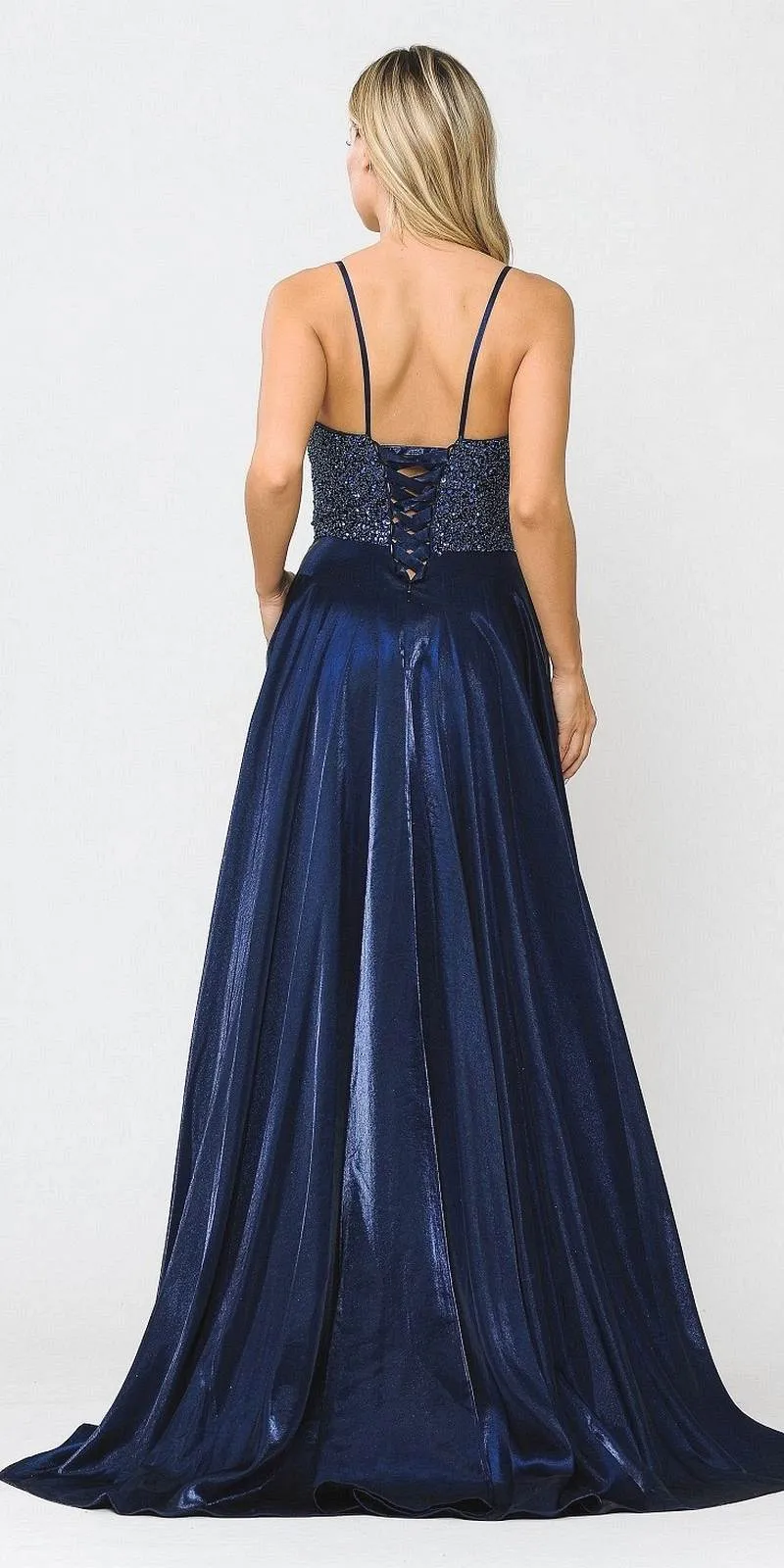 Poly USA 8674 Long Dress Embellished with Pocket