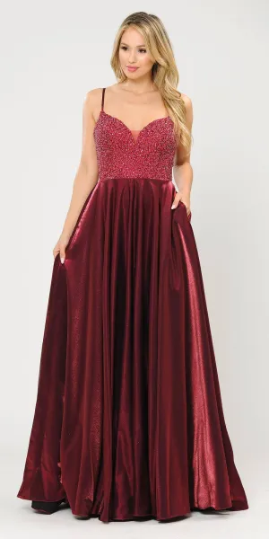 Poly USA 8674 Long Dress Embellished with Pocket