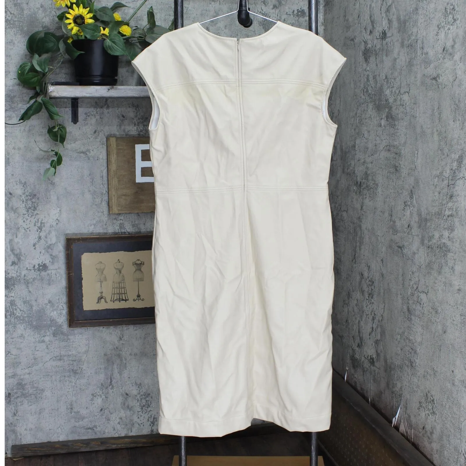 Prologue Women's Short Sleeve Faux Leather Dress 566822 Beige Brown L