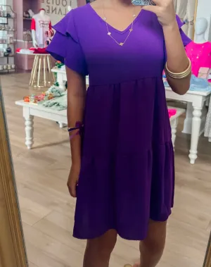 Purple Short Sleeve Dress