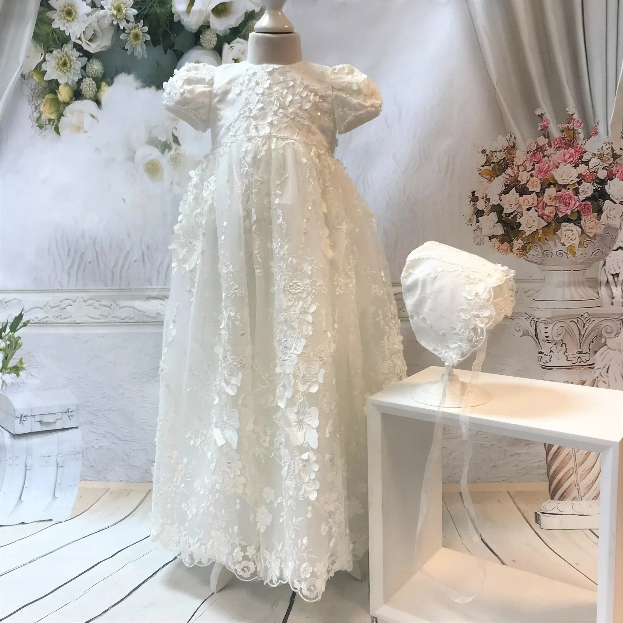 Rachael Ivory Christening Gown and Bonnet