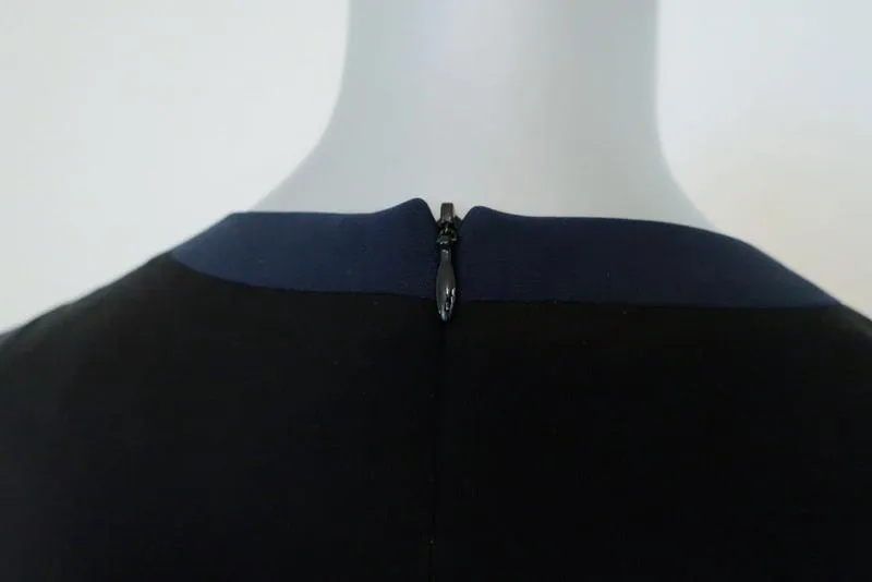 Rag & Bone Trompe L'oeil Dress Black/Navy Silk Jersey Size 2 Long Sleeve