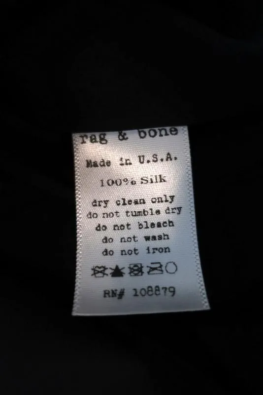 Rag & Bone Trompe L'oeil Dress Black/Navy Silk Jersey Size 2 Long Sleeve