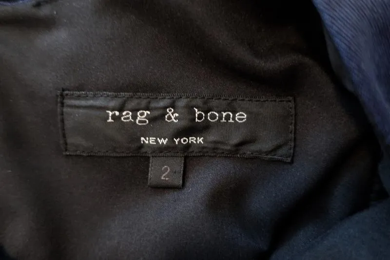 Rag & Bone Trompe L'oeil Dress Black/Navy Silk Jersey Size 2 Long Sleeve