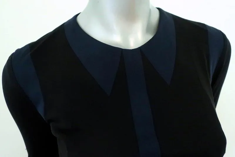 Rag & Bone Trompe L'oeil Dress Black/Navy Silk Jersey Size 2 Long Sleeve