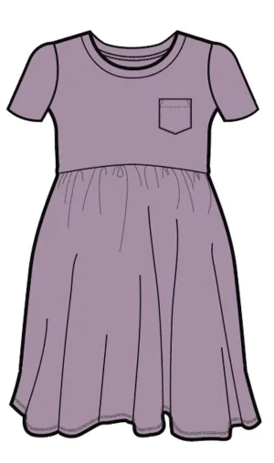 Rags Short Sleeve Essentials Swing Dress in Lavender