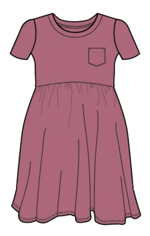 Rags Short Sleeve Essentials Swing Dress in Slate Rose