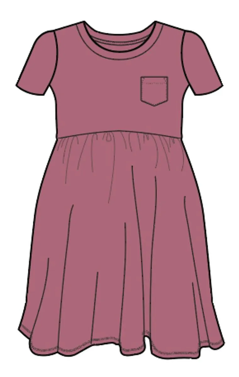 Rags Short Sleeve Essentials Swing Dress in Slate Rose