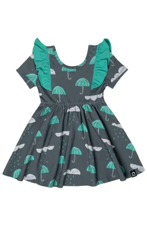 Rags Short Sleeve Swing Dress in Umbrellas