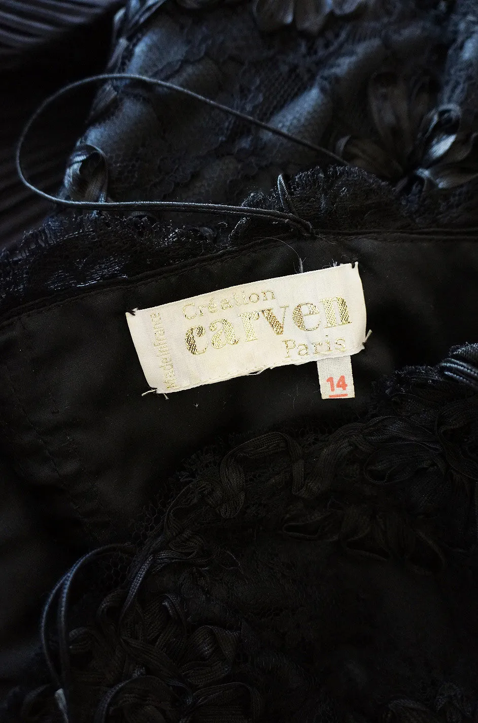 Rare 1970s Carven Lace Strapless Dress