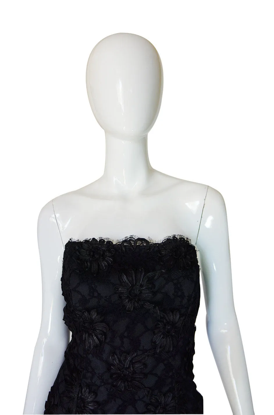 Rare 1970s Carven Lace Strapless Dress