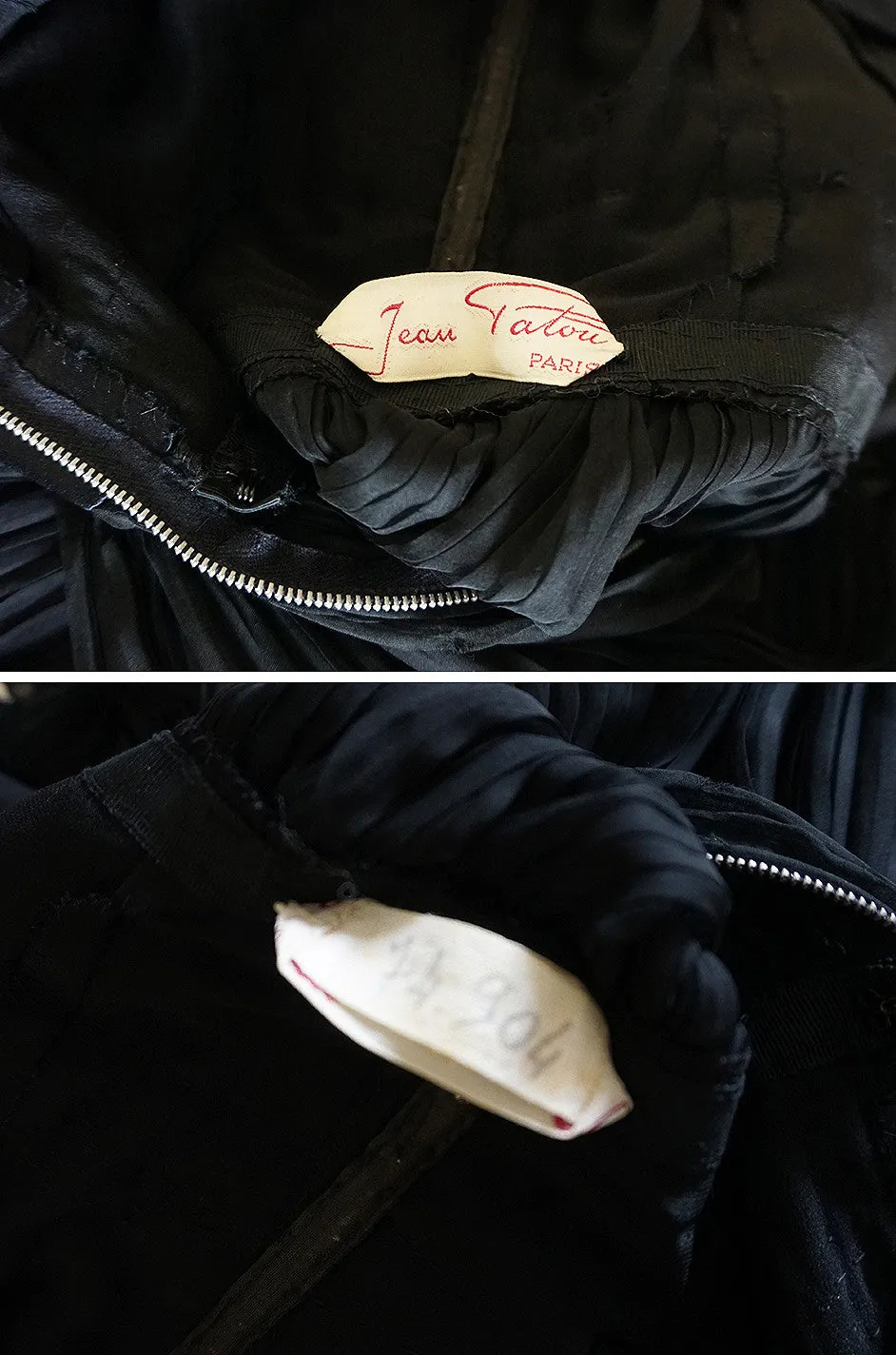 Rare c1955 Jean Patou Numbered Haute Couture Silk Dress