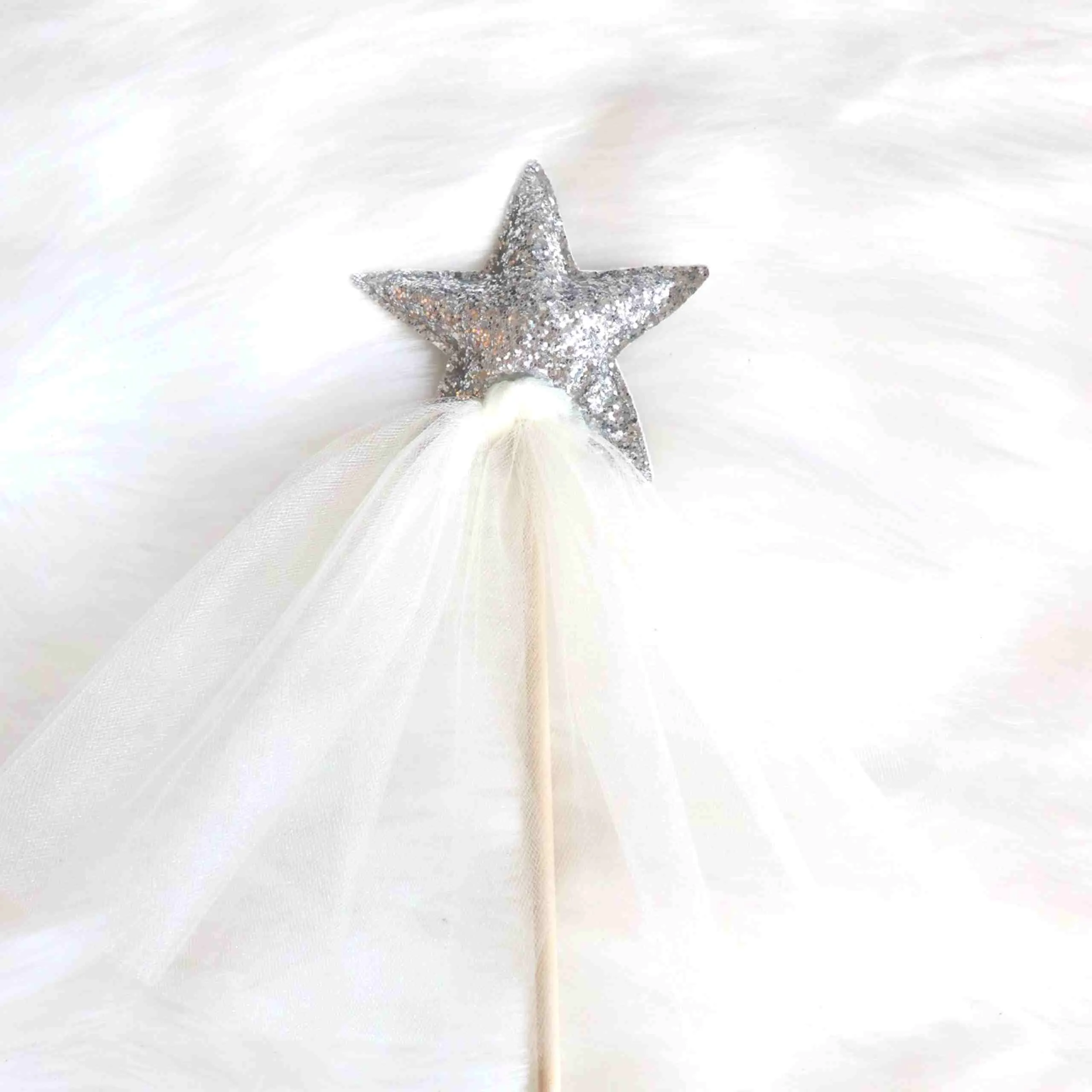 Raven Princess Crown & Wand Set, Silver & Ivory