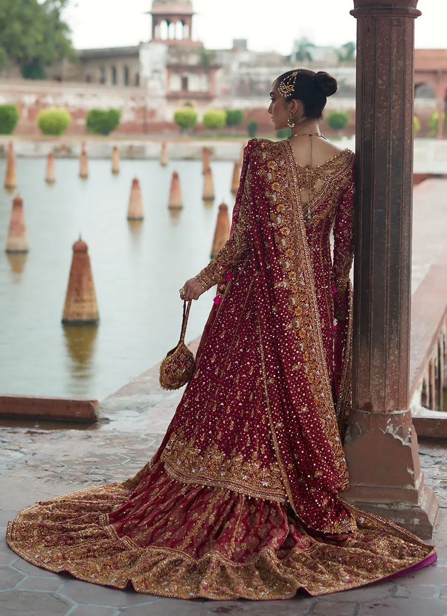 Red and Golden Lehenga Kameez for Indian Bride
