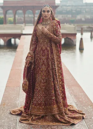 Red and Golden Lehenga Kameez for Indian Bride
